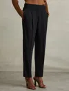 Reiss Navy Petite Front Pleat Tapered Trousers In Blue
