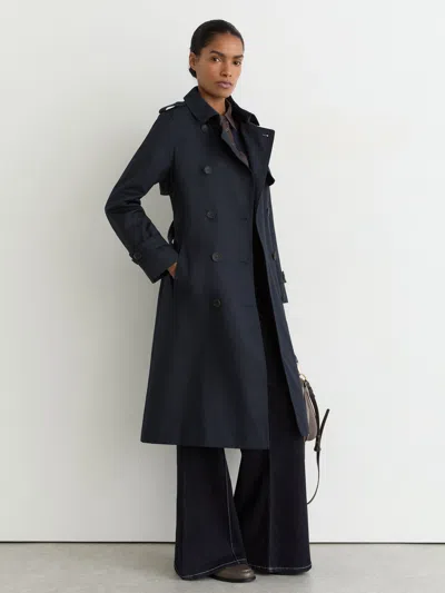 Reiss Navy Petite Hooded Insert Trench Coat