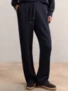 Reiss Navy Petite Modal-blend Interlock Wide-leg Joggers In Black