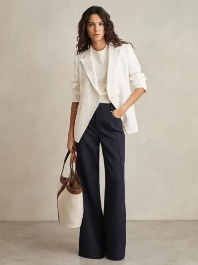Reiss Navy Petite Palazzo Tailored Trousers