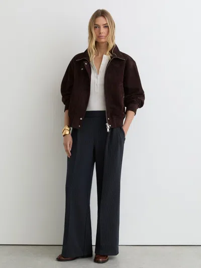 Reiss Navy Petite Pinstripe Wide-leg Joggers In Blue