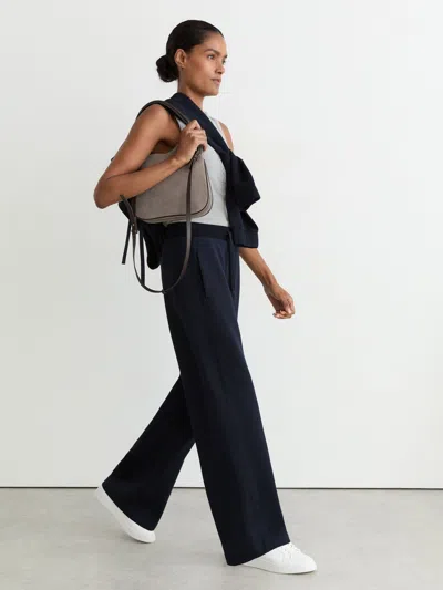 Reiss Navy Petite Premium Interlock Wide-leg Joggers