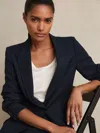 Reiss Navy Petite Tailored Single Breasted Suit Blazer