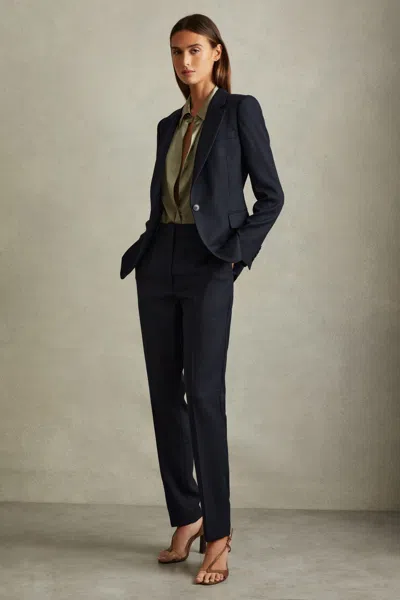 Reiss Navy Petite Textured Slim Fit Suit Trousers In Navy