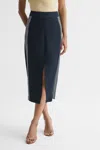 Reiss Navy Pia High Rise Midi Pencil Skirt In Blue