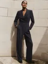 Reiss Navy Pinstripe Tailored Jumpsuit In Black
