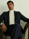 Reiss Navy Poker Peak Lapel Regular Fit Single Breasted Tuxedo Jacket In Blue