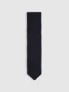 Reiss Navy Silk Knitted Tie In Black