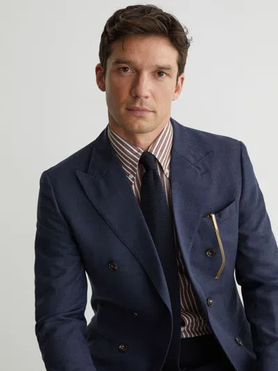 Reiss Navy Punto Silk Knitted Tie In Black