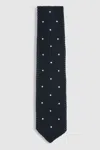 Reiss Navy Punto Spot Silk Knitted Pin-dot Tie In Navy