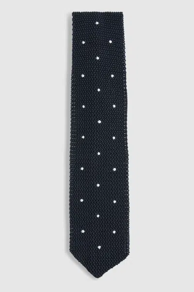 Reiss Navy Punto Spot Silk Knitted Pin-dot Tie