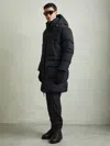 Reiss Navy Quilted Longline Puffer Coat In Black