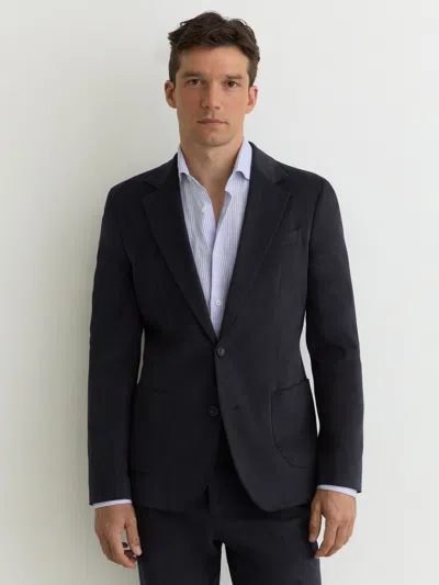 Reiss Navy Regent Brushed Twill Single-breasted Blazer Tailored-fit In Black