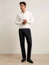 Reiss Navy Regular Fit Herringbone Trousers With Cotton In Black