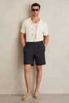 Reiss Men's Navy Blue Drawstring Shorts