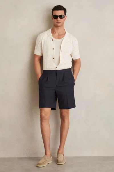 Reiss Men's Navy Blue Drawstring Shorts
