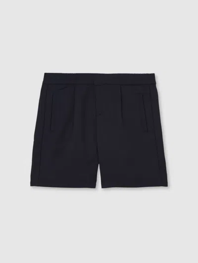Reiss Navy Relaxed Drawstring Shorts In Blue