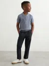 Reiss Navy Brighton 3-9 Yrs Relaxed-fit Pleated Tapered Trousers In Blue