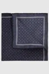 Reiss Navy Reversible Silk Pocket Square