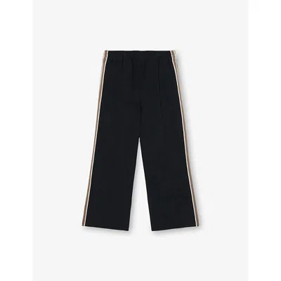 Reiss Kids' Navy Robyn Side-stripe Cotton-blend Trousers 9-13 In Blue