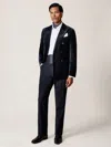 Reiss Navy Double-breasted Velvet Blazer Tailored-fit In Blue