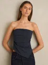 Reiss Navy Ruched Bandeau Top