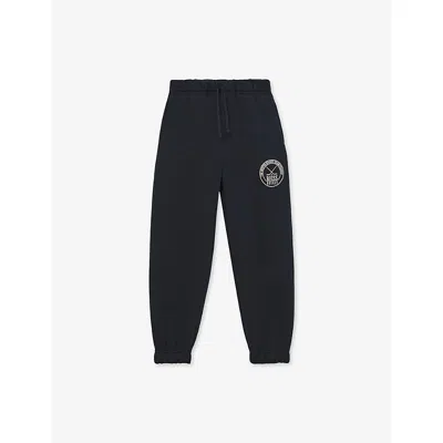 Reiss Kids' Navy Samuel Logo-crest Cotton-jersey Jogging Bottom In Blue