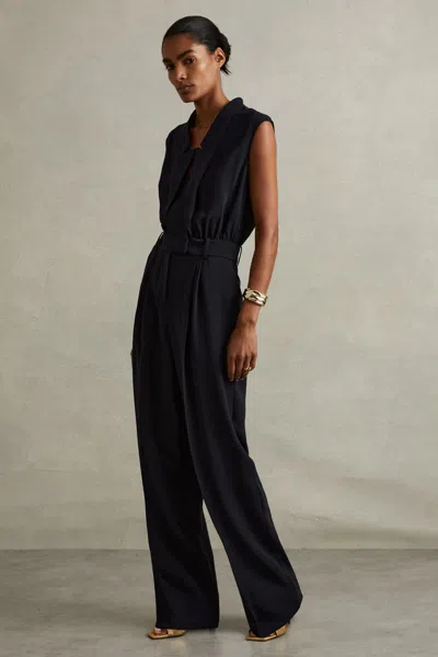 Reiss Sara Tux Detail Jumpsuit In Black