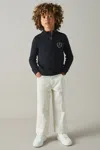 Reiss Navy Senior Embroidered Jumper With Cashmere Wool And Cotton In Navy