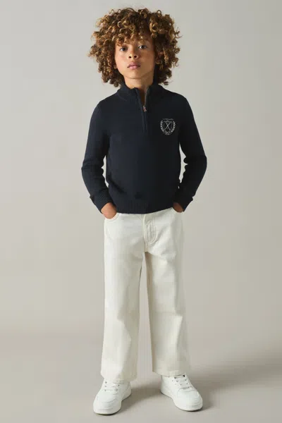 Reiss Navy Senior Embroidered Jumper With Cashmere Wool And Cotton