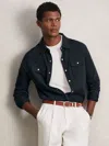 Reiss Navy Cotton-cashmere Western Knitted Shirt In Blue