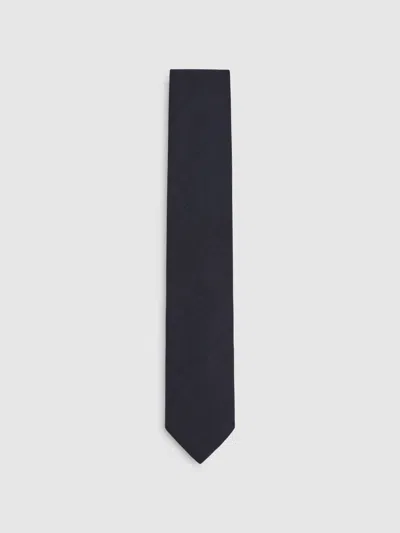 Reiss Navy Silk Blend Textured Tie In Blue