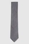 Reiss Navy Silk Geometric-print Tie