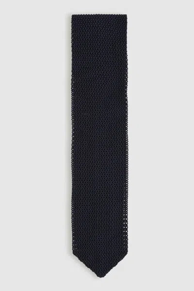 Reiss Navy Silk Knitted Tie