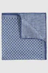 Reiss Navy Silk Medallion-print Pocket Square