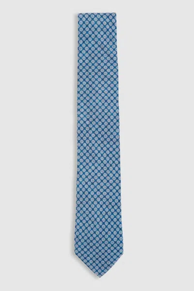 Reiss Navy Silk Medallion-print Tie