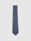 Reiss Navy Silk Medallion Print Tie