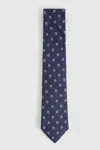 Reiss Navy Silk Polka Dot Print Tie