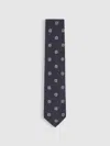 Reiss Navy Silk-wool Square-medallion Tie In Blue