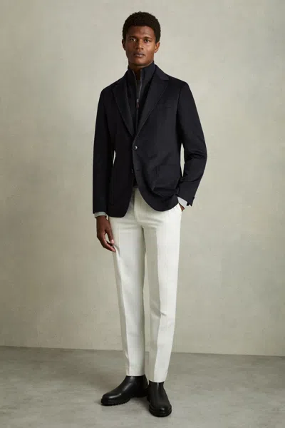 Reiss Navy Single-breasted Blazer With Gilet Insert Regular-fit