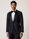 Reiss Navy Single-breasted Jacquard Tuxedo Jacket Wool-blend Tailored-fit In Blue
