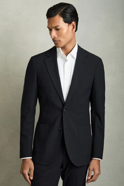 Reiss Navy Single-breasted Stretch Suit Blazer Slim-fit