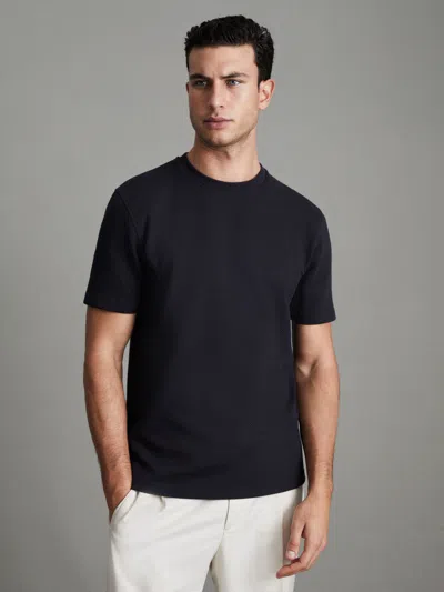Reiss Navy Slim Fit Honeycomb T-shirt In Black