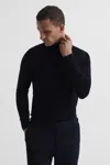 Reiss Mens Black Wessex Crewneck Merino-wool Jumper Xs