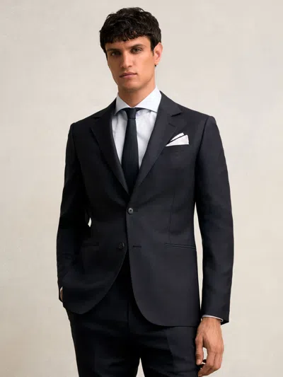 Reiss Navy Slim-fit Wool Single Breasted Check Suit Blazer In Blue