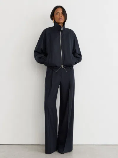 Reiss Navy Solene Wool-blend Dual-zip Bomber Jacket In Purple