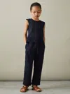 Reiss Navy Sophie 4-9 Yrs Sophie Teen Cotton Broderie Drawstring Trousers