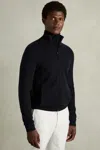 Reiss Navy Splint Wool-cashmere Zip-through Funnel-neck Cardigan In Navy