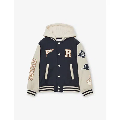 Reiss Kids' Wells Colour-block Woven Bomber Jacket  3-9 Years Navy Ston