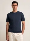 Reiss Navy Stretch-cotton Crew-neck T-shirt In Blue